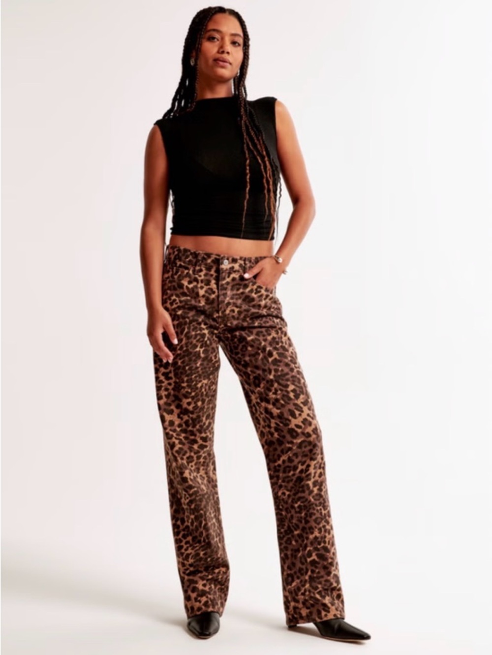 Abercrombie & Fitch Women’s Leopard Print Boyfriend Jeans - Brown/Black - Picture 1 of 12